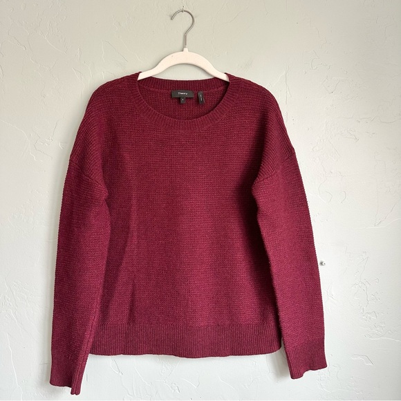 Theory | Women's Merino Wool Cashmere Fall Cranberry Red Crew Neck Sweater Small - Picture 1 of 5